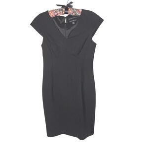 Banana Republic Womens 2 Virgin Wool Sheath  Stretch Lined Dark Academia Midi
